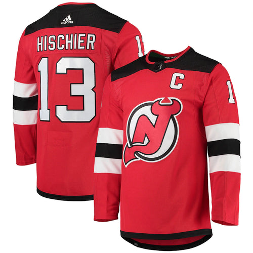 NJD M Prime Auth Home Jersey Hischier-Red